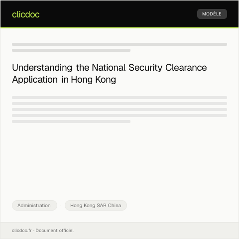 Document preview: National Security Clearance Application / 國家安全審查申請 — Administration, Hong Kong SAR China