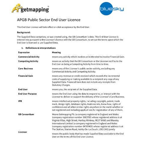 Document preview: Natural England licence: aerial photography and height data (APGB consortium) — Natural England, United Kingdom