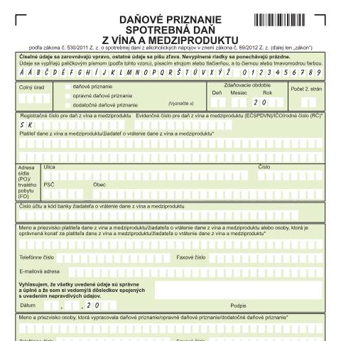 Document preview: SPDVNv12b — Iné, Slovensko (CERFA n°SPDVNv12b)