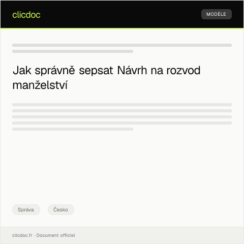 Document preview: Návrh na rozvod manželství — Správa, Česko