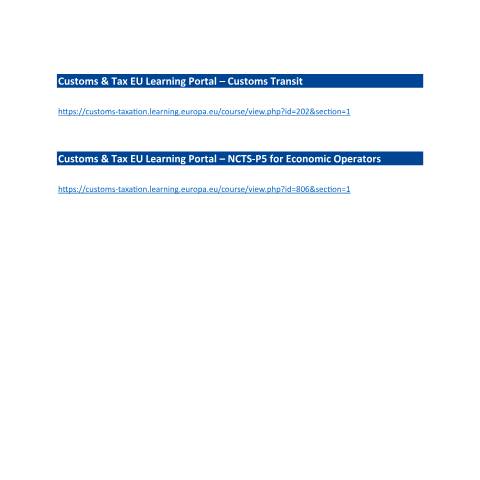 Document preview: NCTS - P5 — e-learning.pdf — customs_excise, Malta (CERFA n°e-learning)
