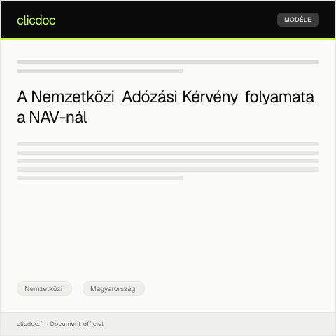 Document preview: Nemzetközi adózási kérvény a Nemzeti Adó- és Vámhivatalnál — Nemzetközi, Magyarország