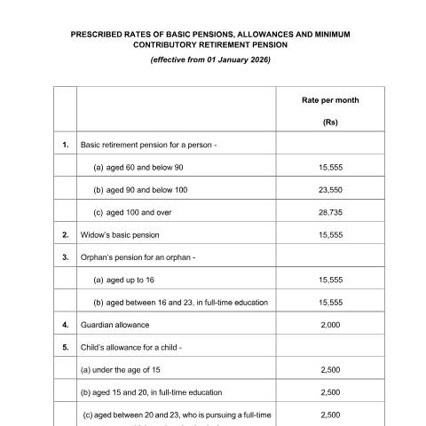 Document preview: Rate per month – as from January 2026 — Reference, Mauritius (CERFA n°Rate-per-month-as-from-January-2026)