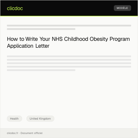 Document preview: Application for NHS Childhood Obesity Program — Health, United Kingdom
