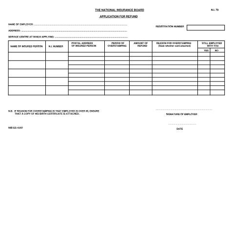 Document preview: NI 79 — Form, Trinidad & Tobago (CERFA n°NI 79)