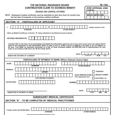 Document preview: NI15A — Form, Trinidad & Tobago (CERFA n°NI15A)