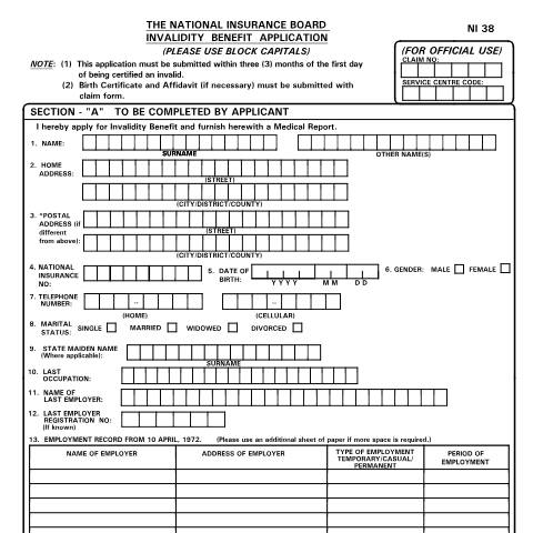 Document preview: NI38 — Form, Trinidad & Tobago (CERFA n°NI38)
