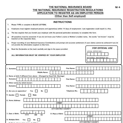 Document preview: NI4 — Form, Trinidad & Tobago (CERFA n°NI4)