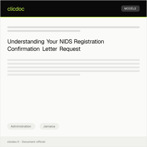 Document preview: Request for NIDS Registration Confirmation Letter — Administration, Jamaica