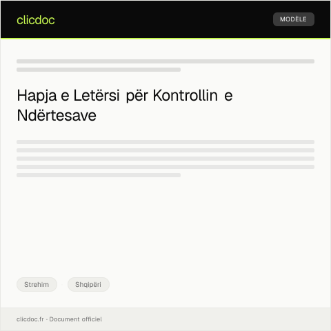 Document preview: Njoftim për kontroll të inspektimit të ndërtesave — Strehim, Shqipëri