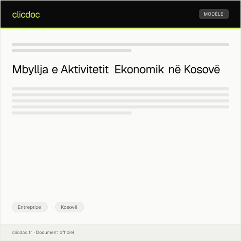Document preview: Njoftim për mbylljen e aktivitetit ekonomik — Entreprize, Kosovë