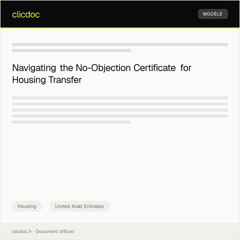 Document preview: Apply for No-Objection Certificate (NOC) for Housing Transfer / طلب شهادة عدم ممانعة لنقل السكن — Housing, United Arab Emirates