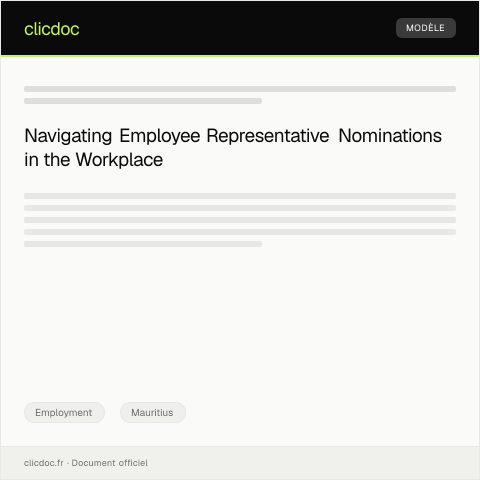 Document preview: Nomination for Employee Representative in the Workplace Committee — Employment, Mauritius