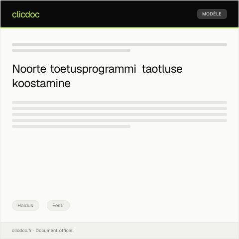 Document preview: Noorte toetusprogrammi taotlus — Haldus, Eesti