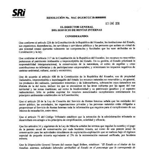 Vista previa del documento Resolución NAC-DGERCGC18-00000001 SRO 156 de 09-01-2018 — Impuesto al Valor Agregado (IVA), Ecuador (CERFA n°NAC-DGERCGC18-00000001)