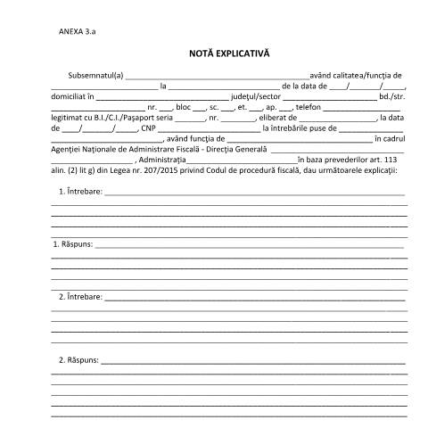 Document preview: Notă explicativă (OPANAF 3711/2015) — Alte documente, România (CERFA n°O3711_15_A3)