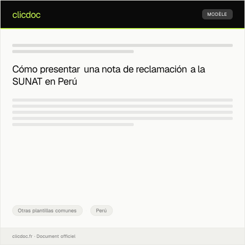 Vista previa del documento Nota de reclamación por pérdida de documentos oficiales en Perú — Otras plantillas comunes, Perú