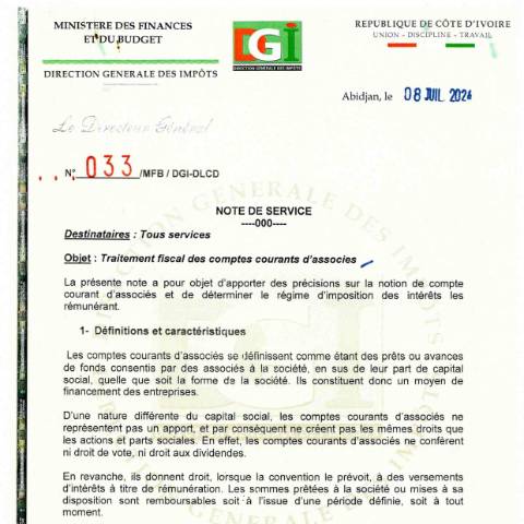 Aperçu du document note service 0033 0001 — Note de service, Côte d'Ivoire