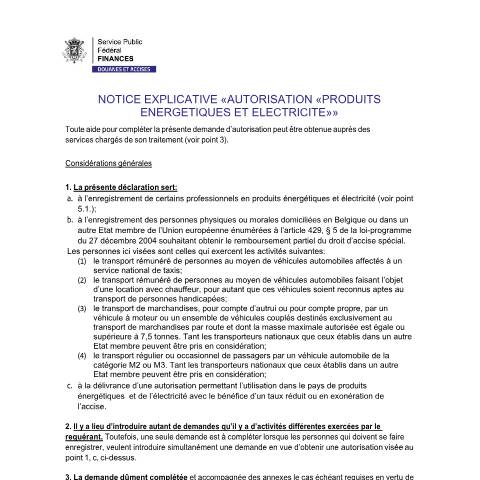 Aperçu du document Notice explicative (PDF, 824.13 Ko) — Produits Energétiques et Electricité, Belgique (CERFA n°Notice explicative)