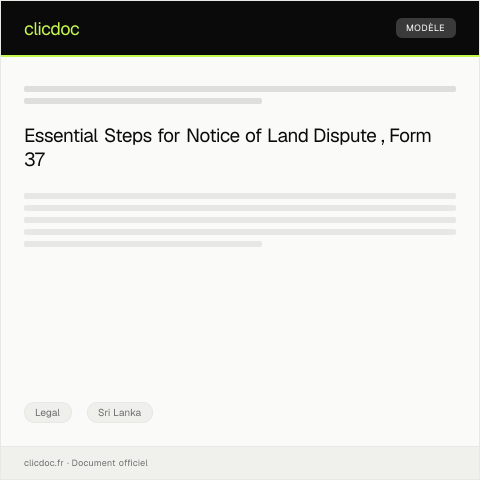 Document preview: Notice of Land Dispute – Form 37 — Legal, Sri Lanka