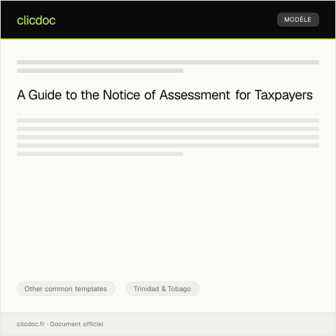 Document preview: Notice of Assessment - Taxpayer — Other common templates, Trinidad & Tobago