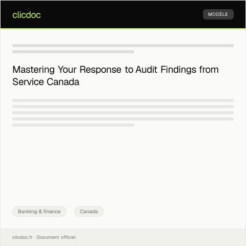 Document preview: Notice of audit findings - Avis des résultats de l'audit — Banking & finance, Canada