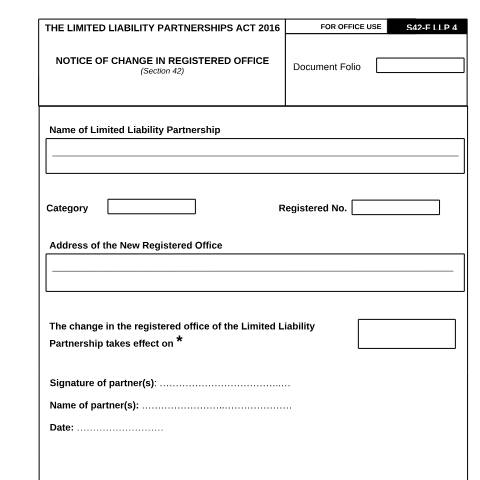 Document preview: NOTICE OF CHANGE IN REGISTERED OFFICE LLP4 — Form, Mauritius (CERFA n°NOTICE-OF-CHANGE-IN-REGISTERED-OFFICE-LLP4)