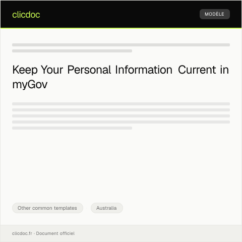 Document preview: Notice of Changes to Personal Details in myGov — Other common templates, Australia