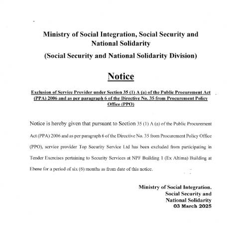 Document preview: Notice of Exclusion — Form, Mauritius (CERFA n°Notice-of-Exclusion)