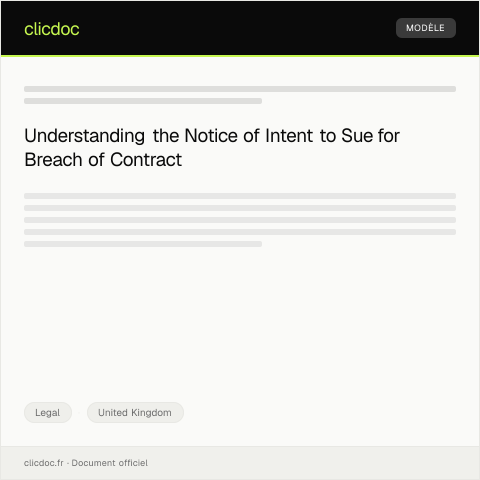 Document preview: Notice of Intent to Sue for Breach of Contract — Legal, United Kingdom