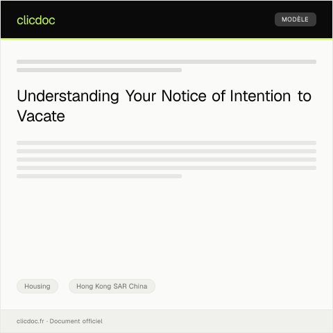 Document preview: Notice of Intention to Vacate — Housing, Hong Kong SAR China