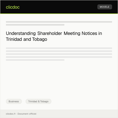 Document preview: Notice of Meeting for Company Shareholders — Business, Trinidad & Tobago