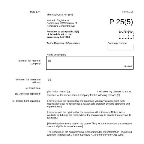 Document preview: Give notice of withdrawal of nominee's consent to act (1.16) — Companies House, United Kingdom