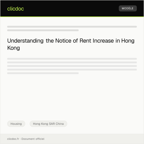 Document preview: Notice of Rent Increase租金調整通知 — Housing, Hong Kong SAR China