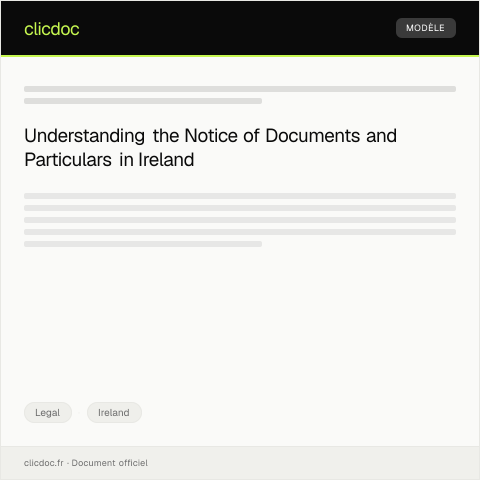 Document preview: Notice of Documents and Particulars Required to be Filed — Legal, Ireland