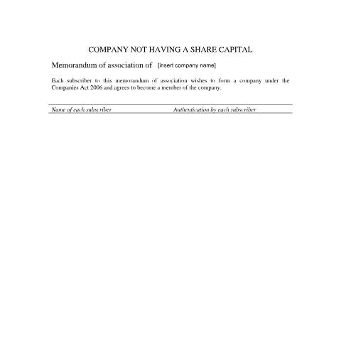 Document preview: Give notice of subscribers: company not having share capital — Companies House, United Kingdom