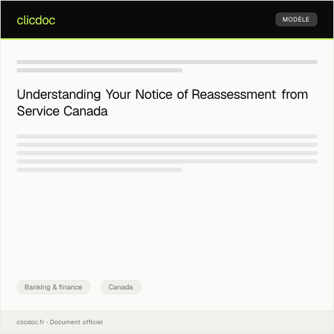 Document preview: Notice of reassessment for previous year - Avis de réévaluation pour l'année précédente — Banking & finance, Canada