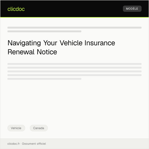 Document preview: Notice of Vehicle Insurance Renewal / Avis de renouvellement de l’assurance du véhicule — Vehicle, Canada