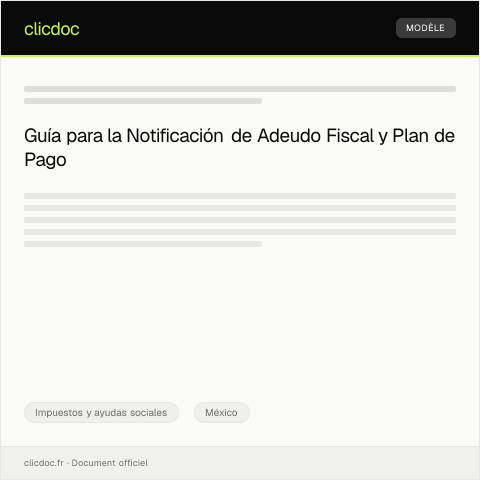 Vista previa del documento Notificación de adeudo fiscal y plan de pago — Impuestos y ayudas sociales, México