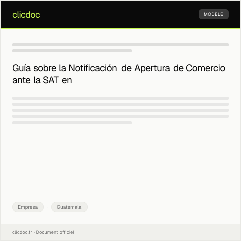 Vista previa del documento Notificación de apertura de comercio ante la SAT — Empresa, Guatemala