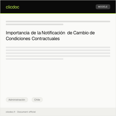 Vista previa del documento Notificación de Cambio de Condiciones Contractuales — Administración, Chile