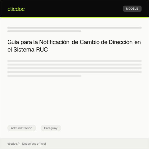 Vista previa del documento Notificación de cambio de dirección para registros tributarios en el Sistema RUC — Administración, Paraguay