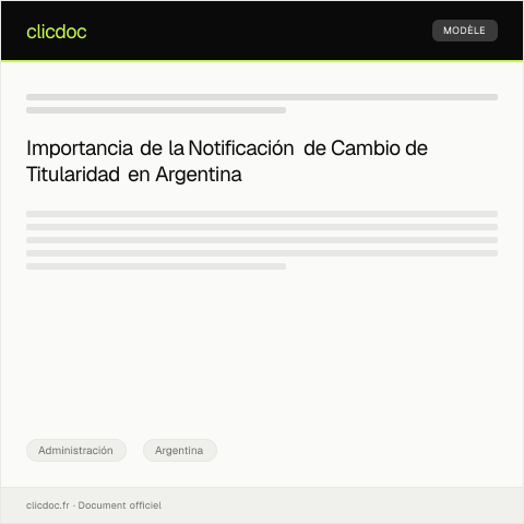 Vista previa del documento Notificación de cambio de titularidad — Administración, Argentina