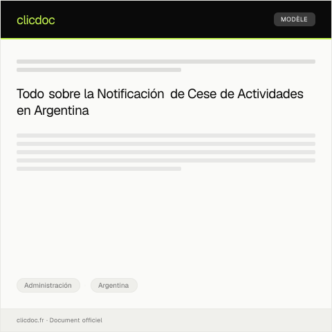 Vista previa del documento Notificación de cese de actividades — Administración, Argentina