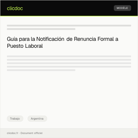Vista previa del documento Notificación de renuncia formal a puesto laboral — Trabajo, Argentina