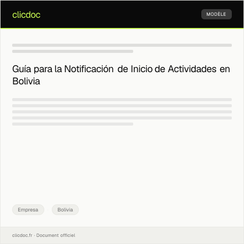 Vista previa del documento Notificación de inicio de actividades para emisión de nota de autorización — Empresa, Bolivia