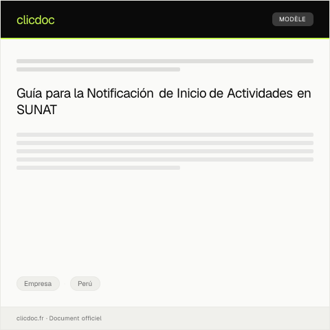 Vista previa del documento Notificación de inicio de actividades ante SUNAT — Empresa, Perú