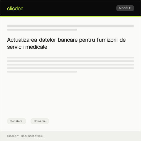 Document preview: Notificare pentru actualizarea datelor bancare pentru plățile către furnizorii de servicii medicale — Sănătate, România
