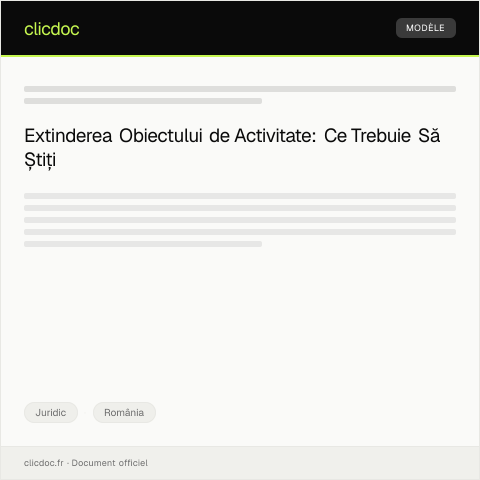 Document preview: Notificare de extindere a obiectului de activitate — Juridic, România