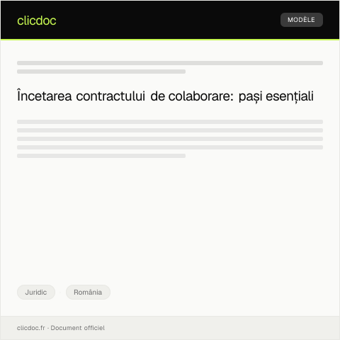 Document preview: Notificare privind încetarea unui contract de colaborare — Juridic, România